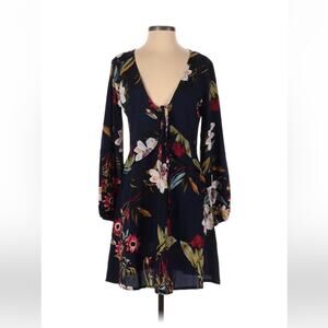 Cupshe a line floral print dress in navy, size small